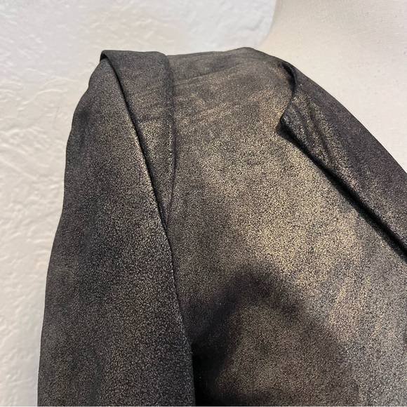 Sandro Paris Small 1 Blazer Jacket 100% Genuine Leather Black Gold S - Picture 4 of 14